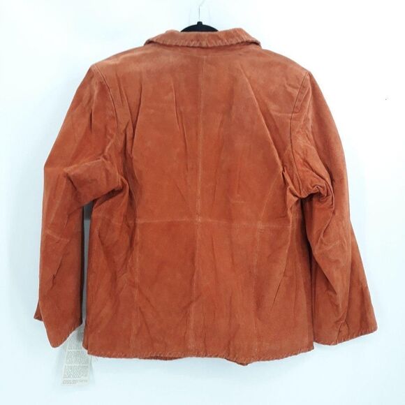 Vtg 80's JL Studio Leather Jacket Blazer Monochromatic Embroidered Orange Sz 16W - Picture 5 of 10